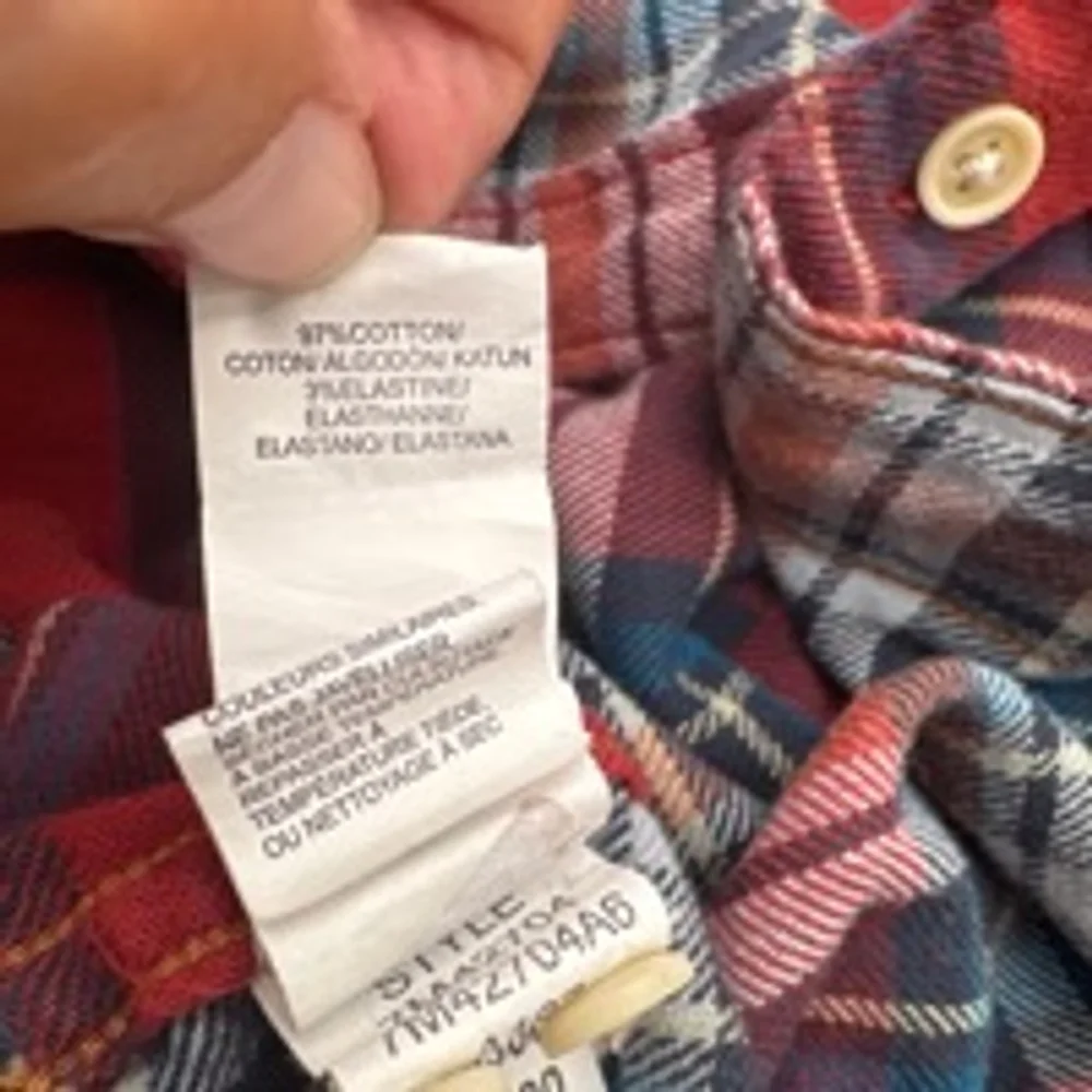 Men's LUCKY BRAND Plaid Flannel Shirt Size L Red Rust Blue - Picture 6 of 9
